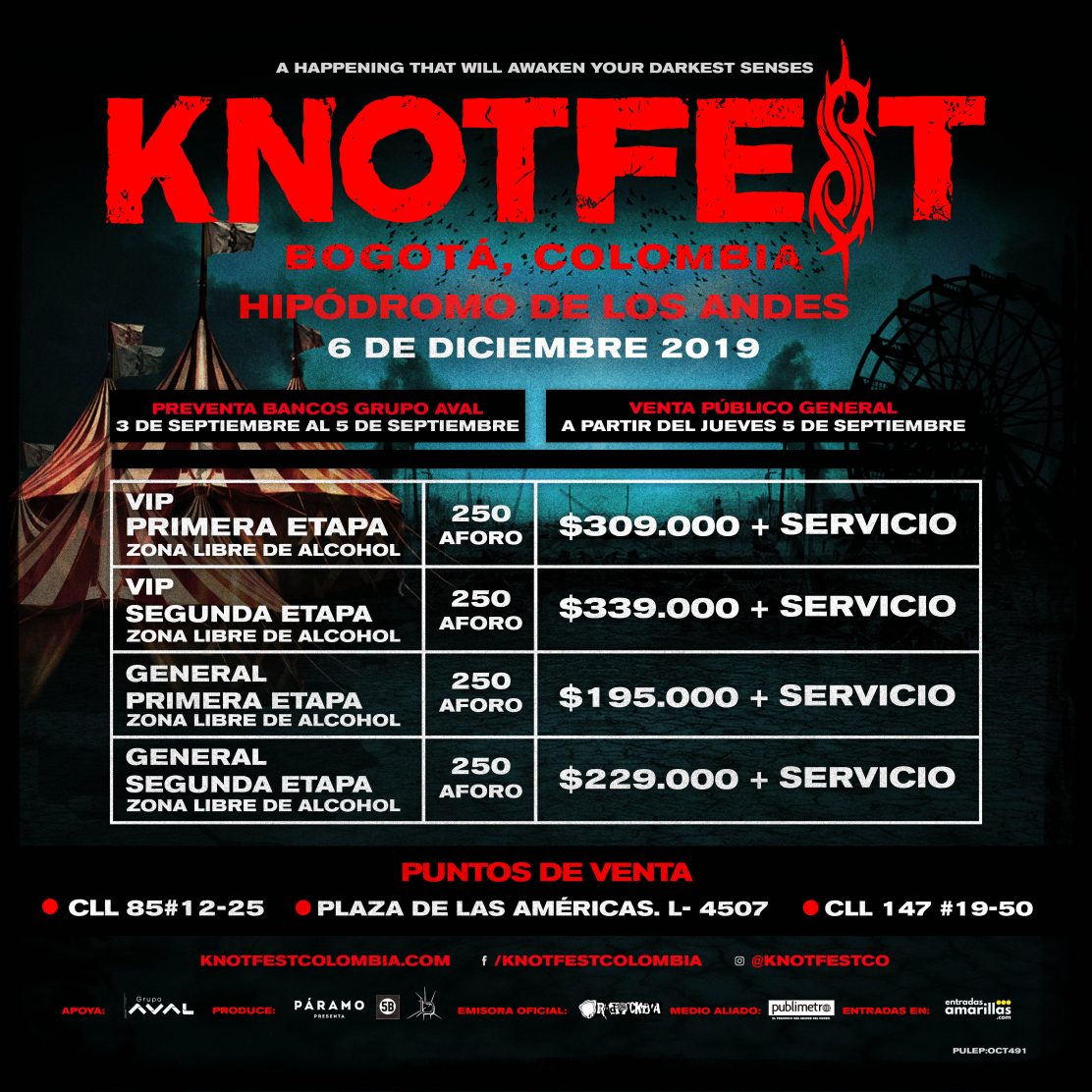 ¡Conozca El Cartel Oficial Del Knotfest Colombia 2019! - Radioacktiva.com