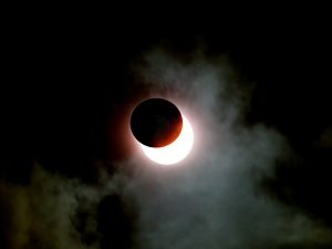 Solar Eclipse In Cloudy Sky