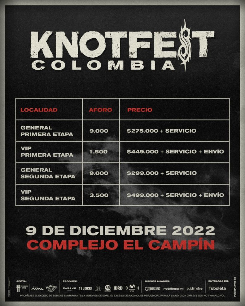 Knotfest Colombia 2022: Precio Y Cómo Comprar Boletas