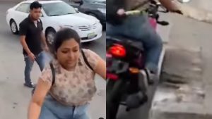 Mujer compró moto y la emoción le duro poco; se estrelló al poco tiempo de estrenarla