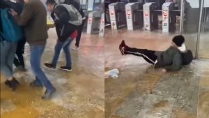 Portal de TransMilenio se convirtió en pista de patinaje con aguacero en Bogotá