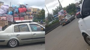 Cogieron carrito para hacer tremendo trasteo y les iba sacando la mano